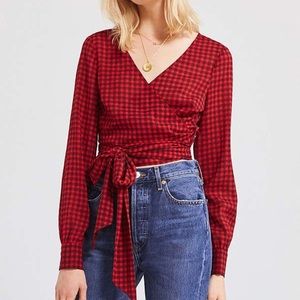 Urban Outfitters | Plaid Wrap Top in red and black